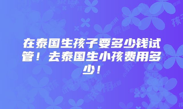 在泰国生孩子要多少钱试管!去泰国生小孩费用多少!