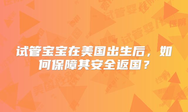 试管宝宝在美国出生后,如何保障其安全返国?
