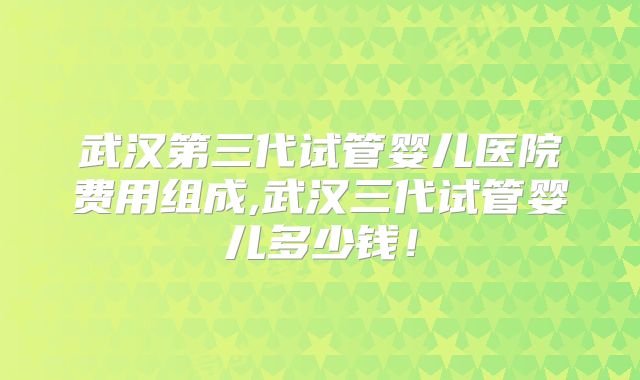 武汉第三代试管婴儿医院费用组成,武汉三代试管婴儿多少钱!