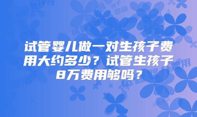 试管婴儿做一对生孩子费用大约多少?试管生孩子8万费用够吗?