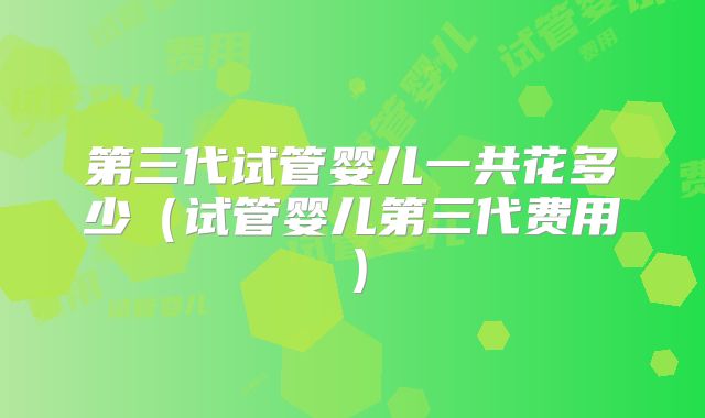 第三代试管婴儿一共花多少（试管婴儿第三代费用）