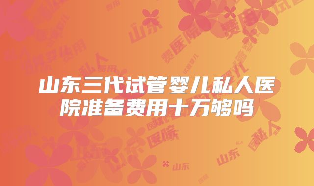 山东三代试管婴儿私人医院准备费用十万够吗