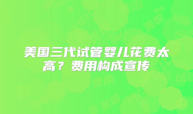 美国三代试管婴儿花费太高？费用构成宣传