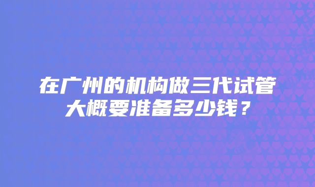 在广州的机构做三代试管大概要准备多少钱?