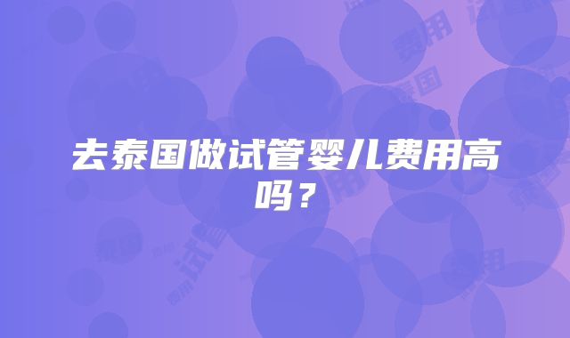 去泰国做试管婴儿费用高吗?