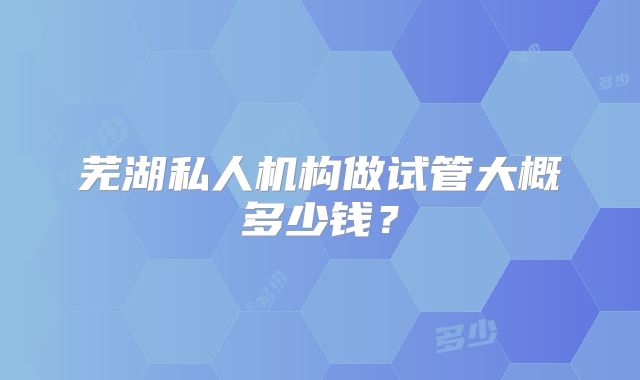 芜湖私人机构做试管大概多少钱?