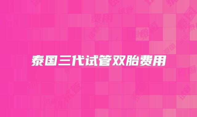 泰国三代试管双胎费用