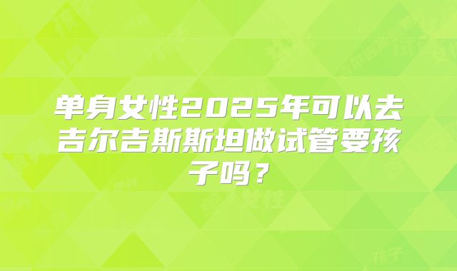 单身女性2025年可以去吉尔吉斯斯坦做试管要孩子吗?