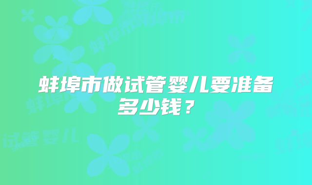 蚌埠市做试管婴儿要准备多少钱?
