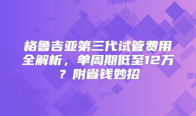 格鲁吉亚第三代试管费用全解析,单周期低至12万?附省钱妙招