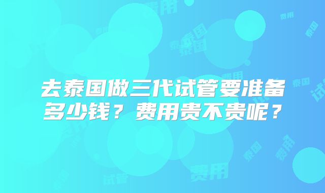 去泰国做三代试管要准备多少钱?费用贵不贵呢?