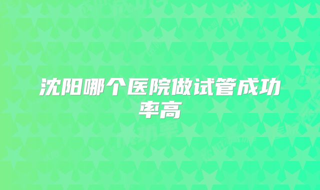 沈阳哪个医院做试管成功率高