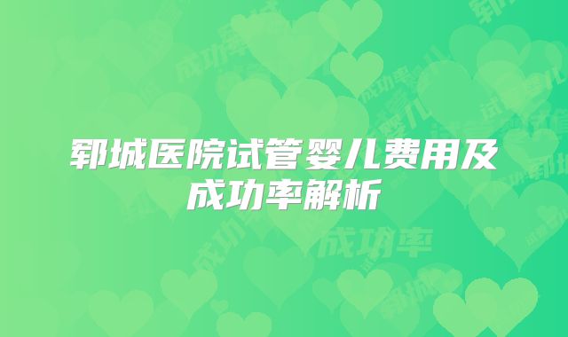 郓城医院试管婴儿费用及成功率解析