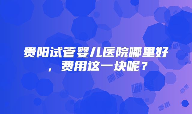 贵阳试管婴儿医院哪里好，费用这一块呢？