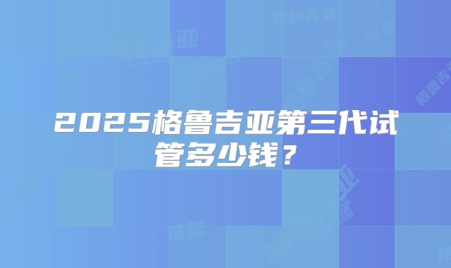 2025格鲁吉亚第三代试管多少钱？