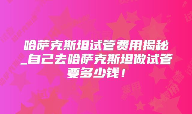 哈萨克斯坦试管费用揭秘_自己去哈萨克斯坦做试管要多少钱！