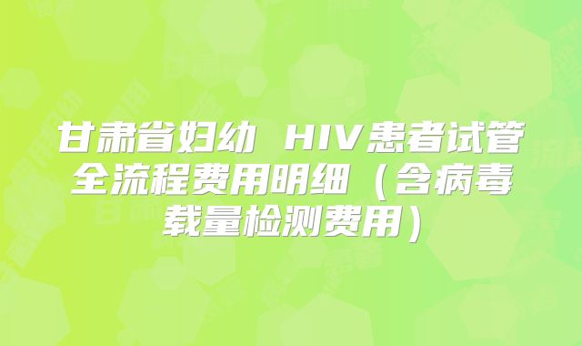 甘肃省妇幼 HIV患者试管全流程费用明细（含病毒载量检测费用）