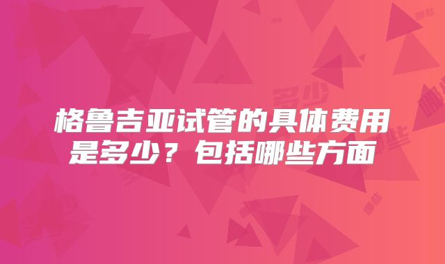 格鲁吉亚试管的具体费用是多少?包括哪些方面