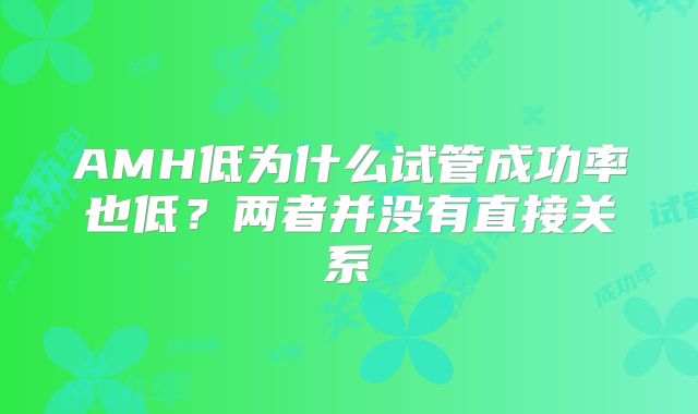 AMH低为什么试管成功率也低？两者并没有直接关系