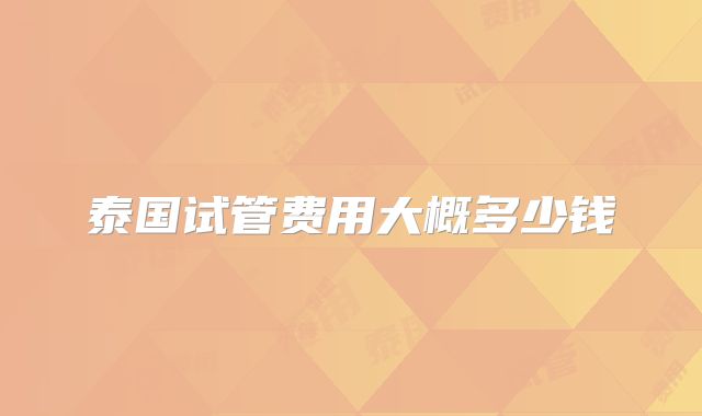 泰国试管费用大概多少钱