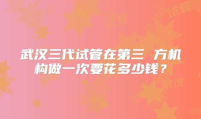 武汉三代试管在第三 方机构做一次要花多少钱？