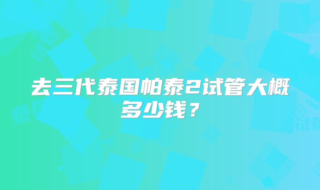 去三代泰国帕泰2试管大概多少钱?