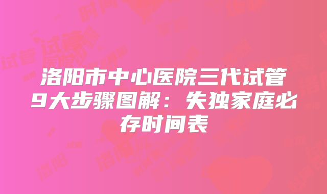 洛阳市中心医院三代试管9大步骤图解：失独家庭必存时间表