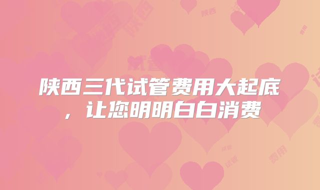 陕西三代试管费用大起底,让您明明白白消费