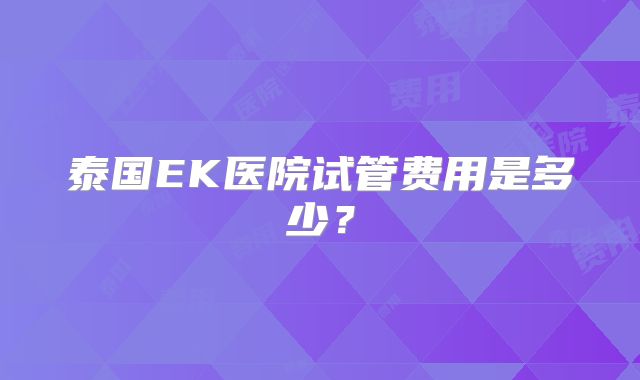 泰国EK医院试管费用是多少?