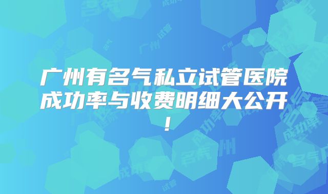 广州有名气私立试管医院成功率与收费明细大公开！