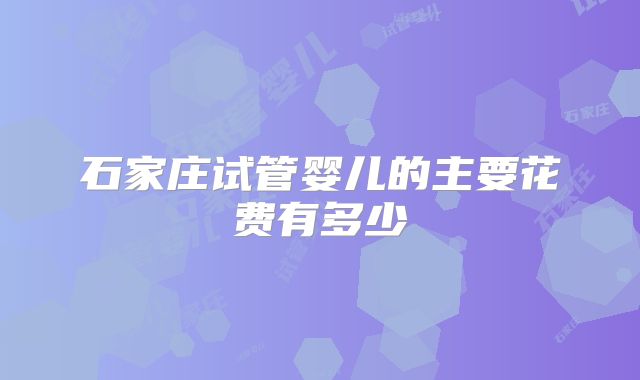 石家庄试管婴儿的主要花费有多少
