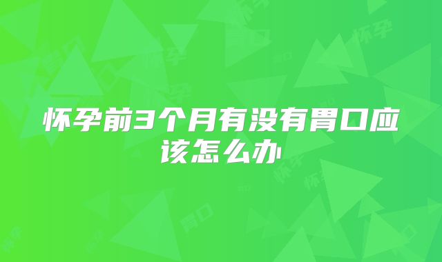 怀孕前3个月有没有胃口应该怎么办
