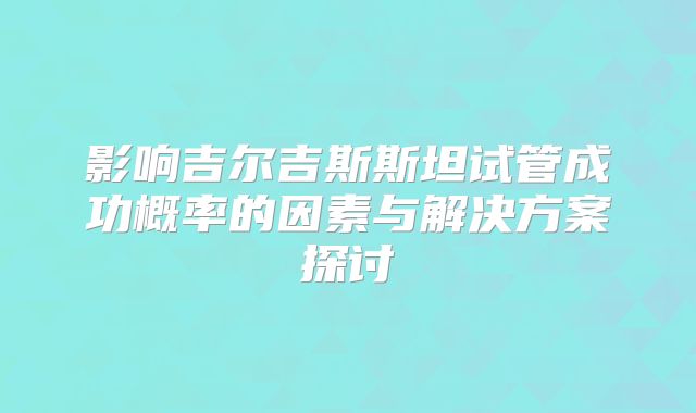 影响吉尔吉斯斯坦试管成功概率的因素与解决方案探讨