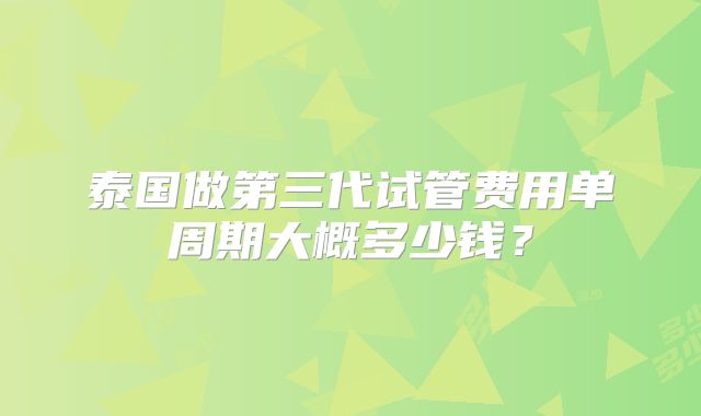泰国做第三代试管费用单周期大概多少钱？