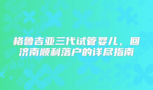 格鲁吉亚三代试管婴儿，回济南顺利落户的详尽指南