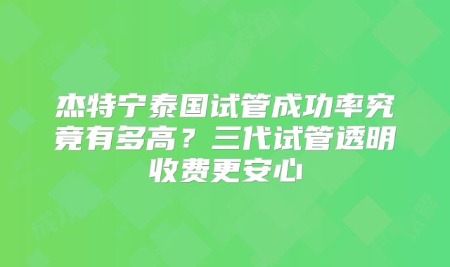 杰特宁泰国试管成功率究竟有多高?三代试管透明收费更安心