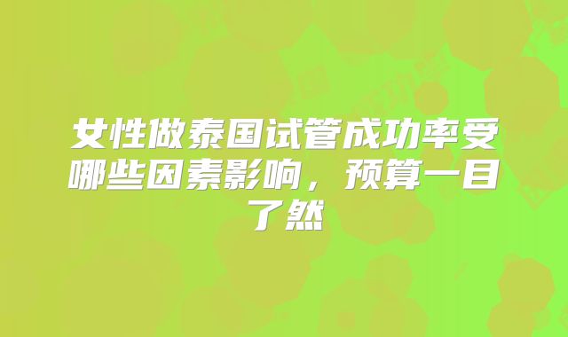 女性做泰国试管成功率受哪些因素影响，预算一目了然