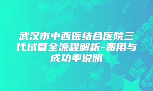 武汉市中西医结合医院三代试管全流程解析-费用与成功率说明