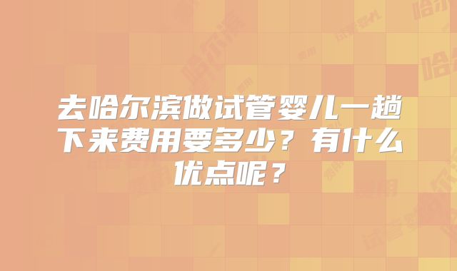 去哈尔滨做试管婴儿一趟下来费用要多少?有什么优点呢?