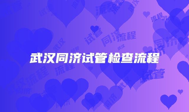 武汉同济试管检查流程