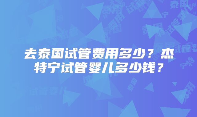 去泰国试管费用多少？杰特宁试管婴儿多少钱？