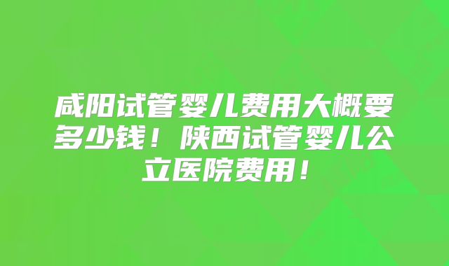 咸阳试管婴儿费用大概要多少钱!陕西试管婴儿公立医院费用!