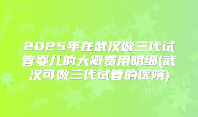 2025年在武汉做三代试管婴儿的大概费用明细(武汉可做三代试管的医院)