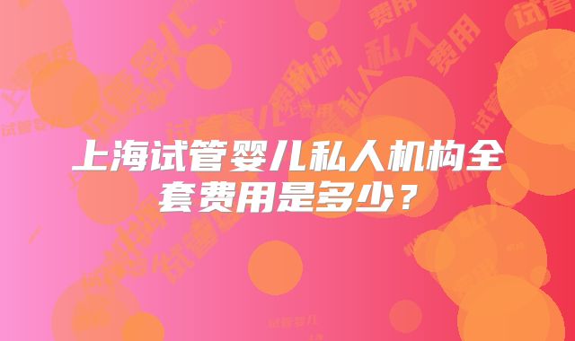 上海试管婴儿私人机构全套费用是多少？