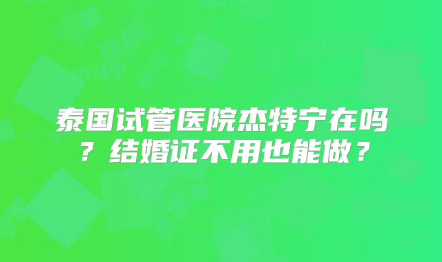 泰国试管医院杰特宁在吗?结婚证不用也能做?