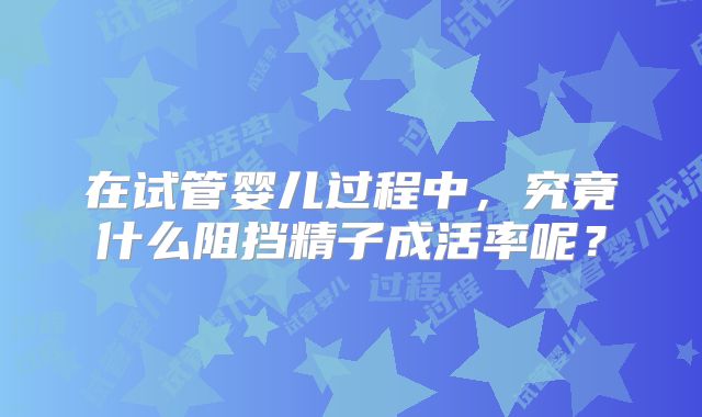 在试管婴儿过程中,究竟什么阻挡精子成活率呢?