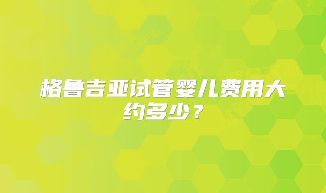格鲁吉亚试管婴儿费用大约多少？