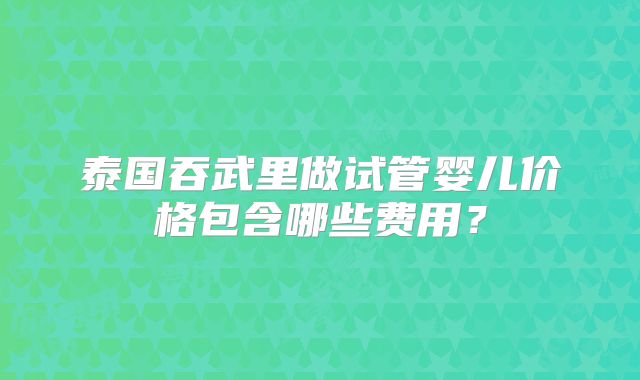 泰国吞武里做试管婴儿价格包含哪些费用？