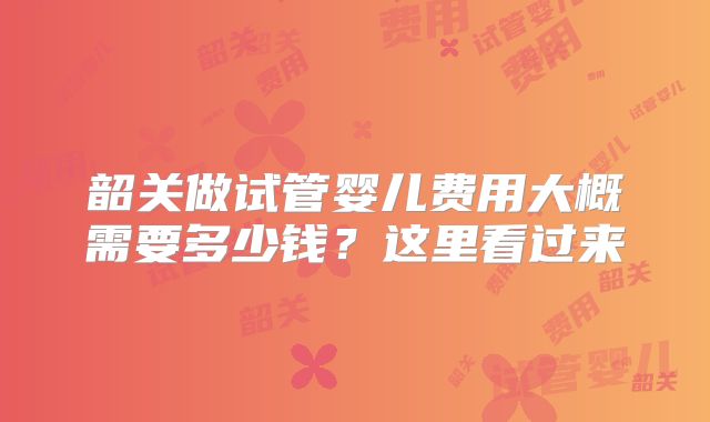 韶关做试管婴儿费用大概需要多少钱?这里看过来