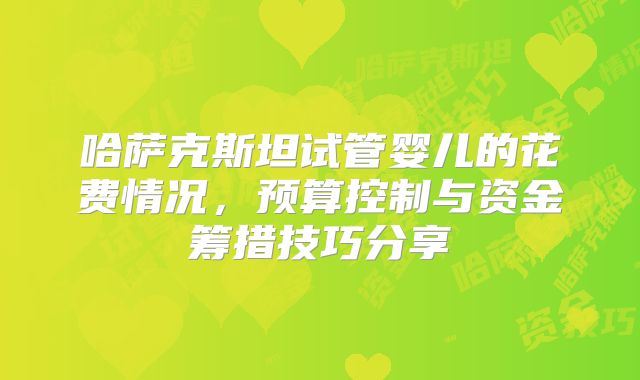 哈萨克斯坦试管婴儿的花费情况，预算控制与资金筹措技巧分享